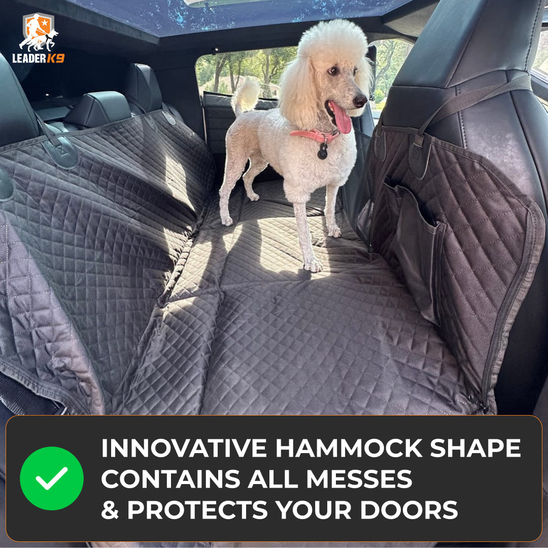 Avroxen K9 Pro™ Waterproof Hard Bottom Dog Car Hammock with Mesh Window & Free Safety Belt